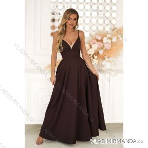 Glittery elegant party dress with geometric neckline on straps for women (34-46) POLISH FASHION PMLBC24320-20