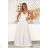 Glittery elegant party dress with geometric neckline on straps for women (34-46) POLISH FASHION PMLBC24320-20 white 34