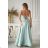 Glittery elegant party dress with geometric neckline on straps for women (34-46) POLISH FASHION PMLBC24320-20 zelená mintova 34