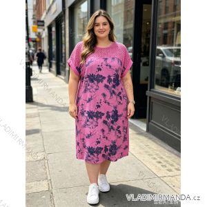Long elegant summer dress with belt, short sleeves, women's oversized (46/48/50 ONE SIZE) ITALIAN FASHION IM426175