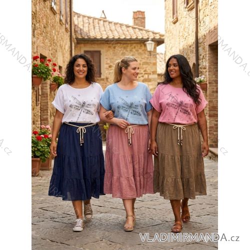 Summer dress oval short sleeve women's oversized (50/52/54 ONE SIZE) ITALIAN FASHION IM425011