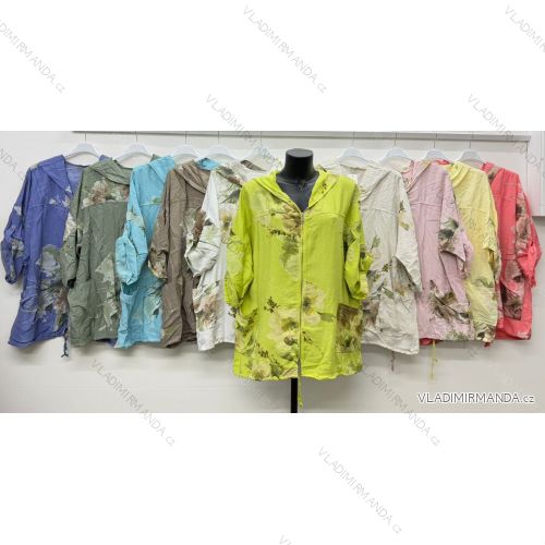 Women's long sleeve, zip-up, hooded sweatshirt, oversized (52/54/56 ONE SIZE) ITALIAN FASHION IM425047
