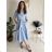 Women's Long Sleeve Belted Shirt Dress (S/M ONE SIZE) ITALIAN FASHION IMPSH24210151
