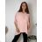 Summer dress oval short sleeve women's oversized (50/52/54 ONE SIZE) ITALIAN FASHION IM425011 54/56/58 růžová světlá