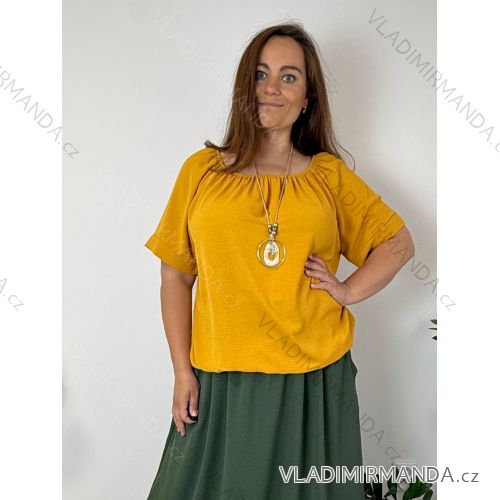 Summer dress oval short sleeve women's oversized (50/52/54 ONE SIZE) ITALIAN FASHION IM425011