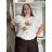 Cotton lace tunic 3/4 sleeve women (uni s / l) ITALIAN FASHION IMB22ROSA 54/56/58 white