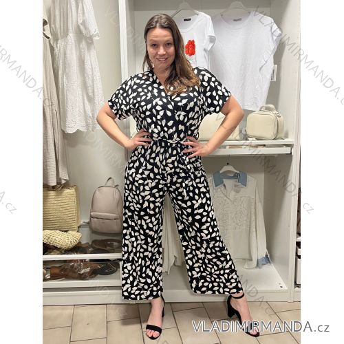 Ladies Casual Chiffon 3/4 Pants Sleeveless Jumpsuit (S/M ONE SIZE) ITALIAN FASHION IM323300 S / M / L black
