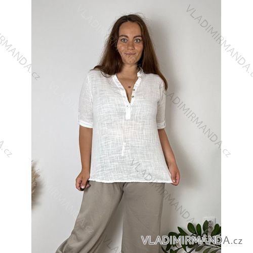 Tunic shirt shirts long sleeve with ladies (uni sl) ITALIAN Fashion IM718028 XL/2XL white