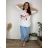 Cotton lace tunic 3/4 sleeve women (uni s / l) ITALIAN FASHION IMB22ROSA 50/52/54 white