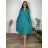 Women's Long Linen Shirt Dress Long Sleeve (S/M ONE SIZE) ITALIAN FASHION IMPLI2272014 44/46/48 green pea