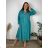 Women's Long Linen Shirt Dress Long Sleeve (S/M ONE SIZE) ITALIAN FASHION IMPLI2272014 44/46/48 green pea