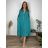 Women's Long Linen Shirt Dress Long Sleeve (S/M ONE SIZE) ITALIAN FASHION IMPLI2272014 44/46/48 green pea