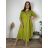 Women's Long Linen Shirt Dress Long Sleeve (S/M ONE SIZE) ITALIAN FASHION IMPLI2272014 44/46/48 green pea