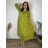 Women's Long Linen Shirt Dress Long Sleeve (S/M ONE SIZE) ITALIAN FASHION IMPLI2272014 44/46/48 green pea