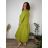 Women's Long Linen Shirt Dress Long Sleeve (S/M ONE SIZE) ITALIAN FASHION IMPLI2272014 44/46/48 green pea