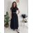 Long elegant summer dress with belt, short sleeves, women's oversized (46/48/50 ONE SIZE) ITALIAN FASHION IM426175