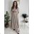 Long elegant summer dress with belt, short sleeves, women's oversized (46/48/50 ONE SIZE) ITALIAN FASHION IM426175