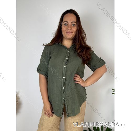 Women's Long Chiffon Short Sleeve Dress (S/M ONE SIZE) ITALIAN FASHION IMWGS231048 44/46/48 green khaki