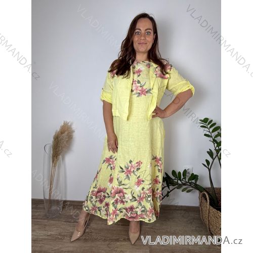 Elegant trousers with belt for women (S/M/L ONE SIZE) ITALIAN FASHION IM425057 46/48/50 žlutá