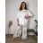 Elegant trousers with belt for women (S/M/L ONE SIZE) ITALIAN FASHION IM425057 50/52/54 white