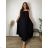 Summer dress oval short sleeve women's oversized (50/52/54 ONE SIZE) ITALIAN FASHION IM425011 50/52/54 black