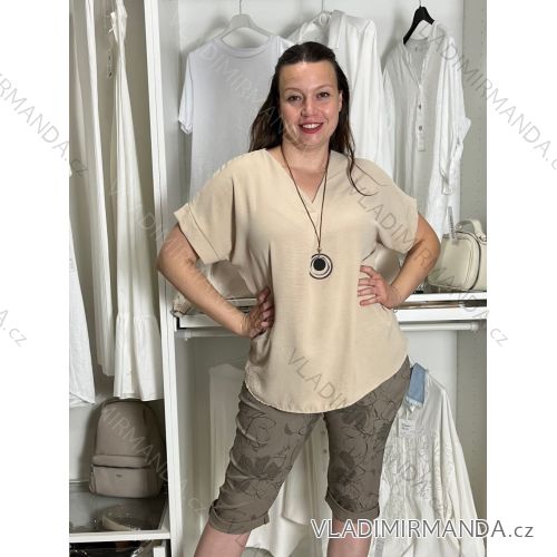 Classic short sleeve dress women (uni s-l) ITALIAN MODA IMC20206  beige