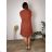 Women's Elegant Belt Long Sleeve Dress (S/M ONE SIZE) ITALIAN FASHION IMM23UN6139 44/46/48 red Brick