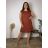 Women's Elegant Belt Long Sleeve Dress (S/M ONE SIZE) ITALIAN FASHION IMM23UN6139 44/46/48 red Brick