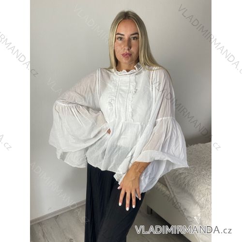 Short Sleeve Shirt Dress women (uni L-2XL) ITALIAN MODA IMS20002 S / M / L white