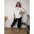 Women's Plus Size Long Sleeve Oversize Shirt (XL/2XL ONE SIZE) ITALIAN FASHION IMBM23015 50/52/54 white