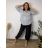 Women's Plus Size Long Sleeve Oversize Shirt (XL/2XL ONE SIZE) ITALIAN FASHION IMBM23015 44/46/48 white