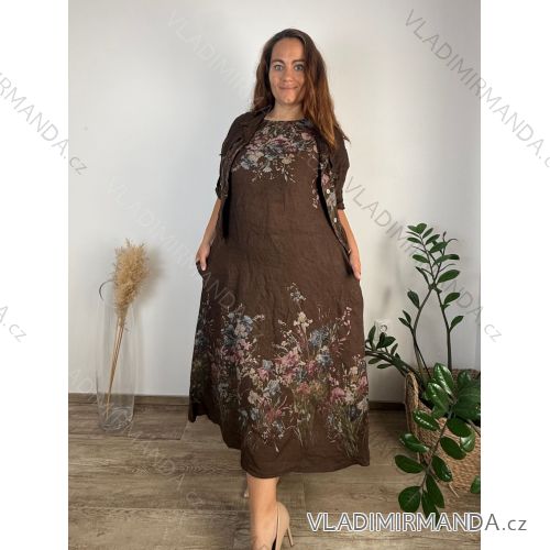 Elegant trousers with belt for women (S/M/L ONE SIZE) ITALIAN FASHION IM425057 46/48/50 dark brown