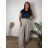 Women's Long Summer Pants with Belt (S/M ONE SIZE) ITALIAN FASHION IMD24080 46/48/50 Brown