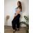 Women's Long Summer Pants with Belt (S/M ONE SIZE) ITALIAN FASHION IMD24080 44/46/48 black