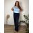 Women's Long Summer Pants with Belt (S/M ONE SIZE) ITALIAN FASHION IMD24080 44/46/48 black