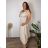 Summer dress oval short sleeve women's oversized (50/52/54 ONE SIZE) ITALIAN FASHION IM425011 44/46/48 beige