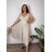 Summer dress oval short sleeve women's oversized (50/52/54 ONE SIZE) ITALIAN FASHION IM425011 44/46/48 beige