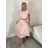 Summer dress oval short sleeve women's oversized (50/52/54 ONE SIZE) ITALIAN FASHION IM425011 S / M / L růžová světlá