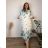 Women's Long Sleeve Shirt Dress (S/M ONE SIZE) ITALIAN FASHION IMWGM23447  blue