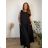 Summer dress oval short sleeve women's oversized (50/52/54 ONE SIZE) ITALIAN FASHION IM425011  black