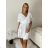 Summer dress oval short sleeve women's oversized (50/52/54 ONE SIZE) ITALIAN FASHION IM425011 M/L/XL white
