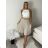 Women's Long Chiffon Short Sleeve Dress (S/M ONE SIZE) ITALIAN FASHION IMWGS231048 S / M / L light brown