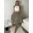 Women's Long Chiffon Short Sleeve Dress (S/M ONE SIZE) ITALIAN FASHION IMWGS231048 S / M / L light brown