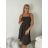 Women's Long Chiffon Short Sleeve Dress (S/M ONE SIZE) ITALIAN FASHION IMWGS231048 S / M / L black