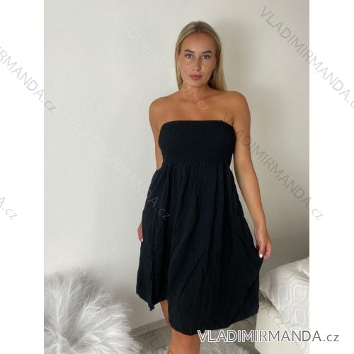 Women's Long Chiffon Short Sleeve Dress (S/M ONE SIZE) ITALIAN FASHION IMWGS231048 S / M / L black