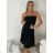 Women's Long Chiffon Short Sleeve Dress (S/M ONE SIZE) ITALIAN FASHION IMWGS231048 S / M / L black