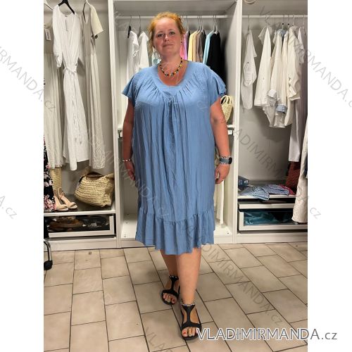 Shirt extended 3/4 long sleeve women's (L/XL/2XL ONE SIZE) ITALIAN FASHION IM423025 54/56/58 blue