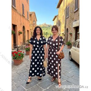 Women's long polka dot short sleeve dress (S/M/L ONE SIZE) ITALIAN FASHION IMWGM2600026/DUR