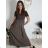 Women's long summer ribbed short sleeve dress (XS/S/M/L ONE SIZE) ITALIAN FASHION IMSM25128