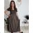Women's long summer ribbed short sleeve dress (XS/S/M/L ONE SIZE) ITALIAN FASHION IMSM25128